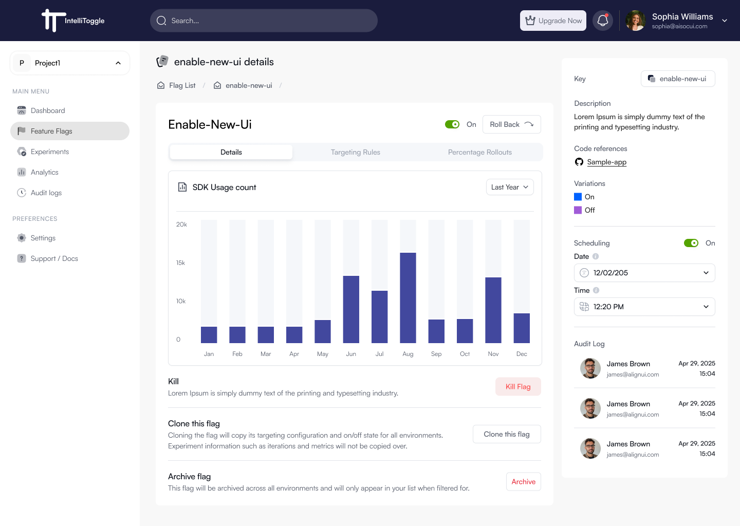 IntelliToggle dashboard preview